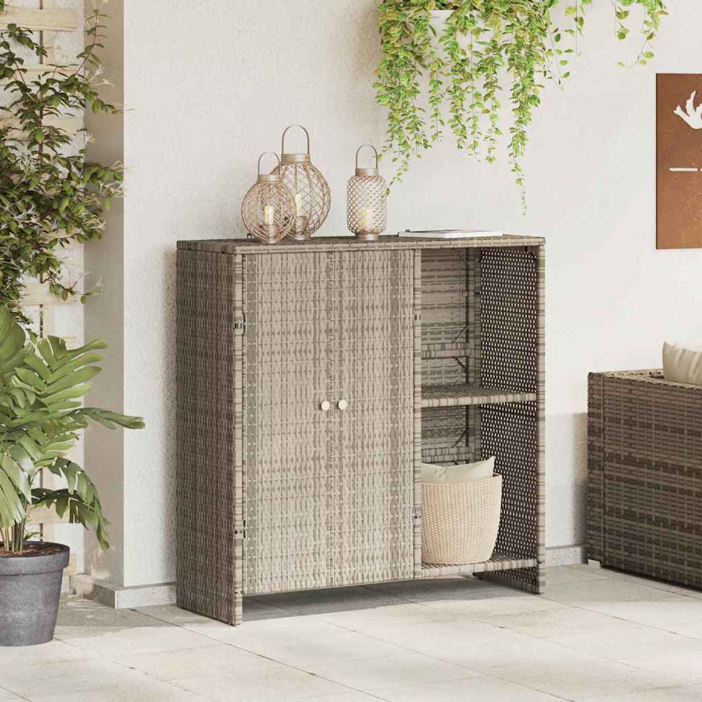 Storage Cabinet with Door Light Grey 100 x 36 x 102 cm Rattan